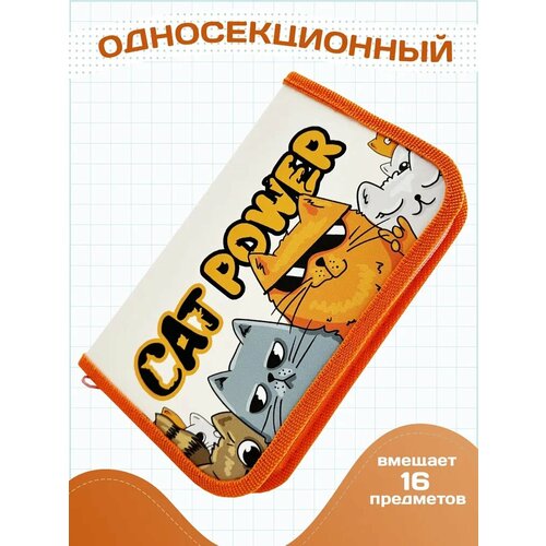 Пенал школьный для девочек и мальчиков AXLER большой вместительный органайзер книжка для карандашей ручек детский для школы и подростков котики 210₽