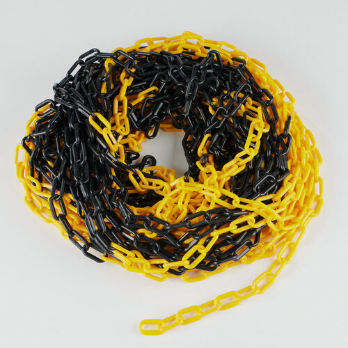 Изображение товара Цепь оградительная, чёрно-жёлтая, пластик, звено - 6 мм, 30 м
