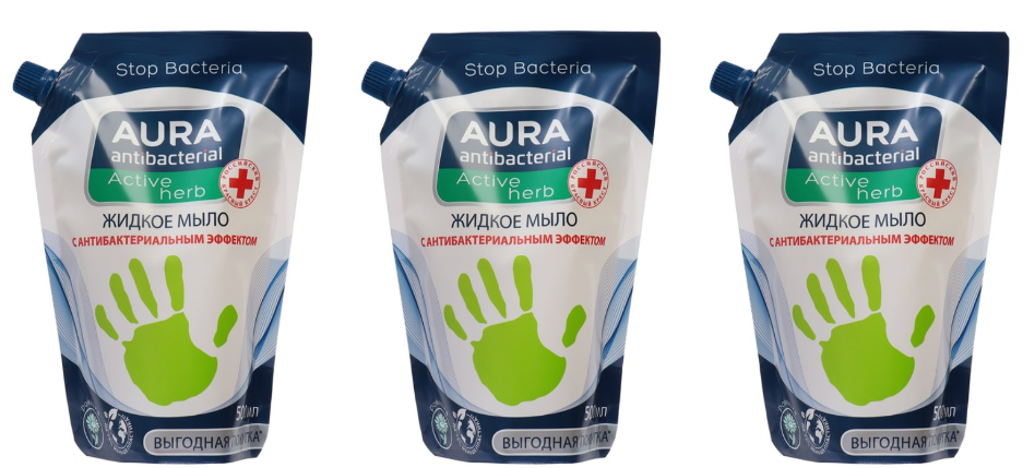 Aura Жидкое мыло Ромашка с антибактериальным эффектом 500 мл 3 шт/