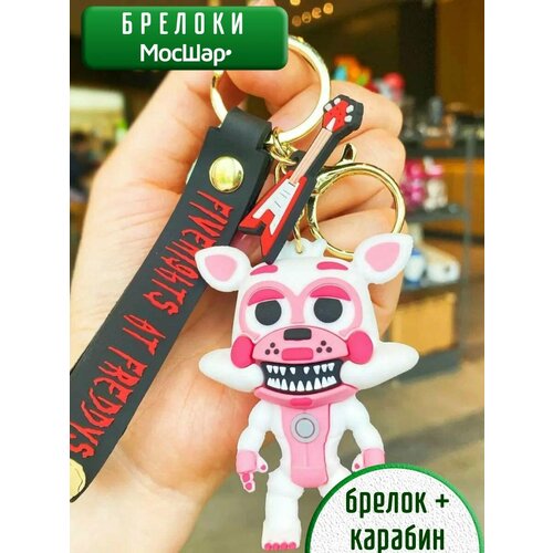 фото Брелок мосшар, матовая фактура, белый, розовый