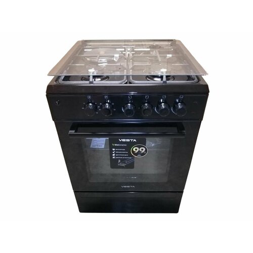 Комбинированная плита Valencia VKE 20-E черная3 газовых и одна электрическая конфорки электрическая духовка чугунные решетки 34000₽