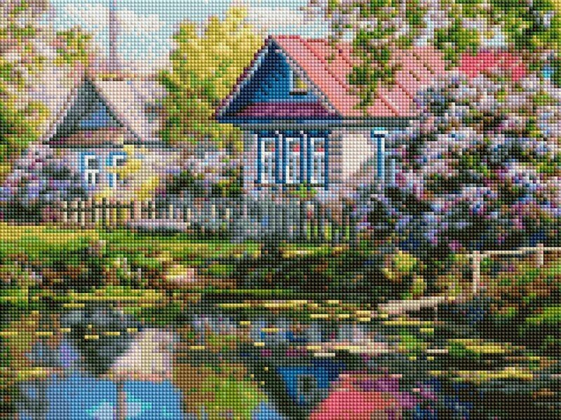 Набор Белоснежка #019-DM Весна в деревне Алмазная Мозаика 40 х 30 см