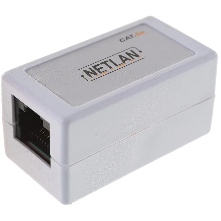 проходной соединитель Netlan RJ45-RJ45, cat.5e, UTP, белый, 10шт. - фото №1