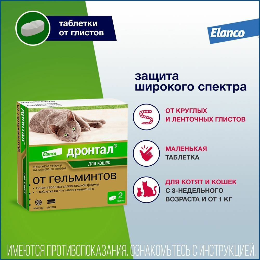 Дронтал для кошек таблетки от гельминтов (2 таблетки)