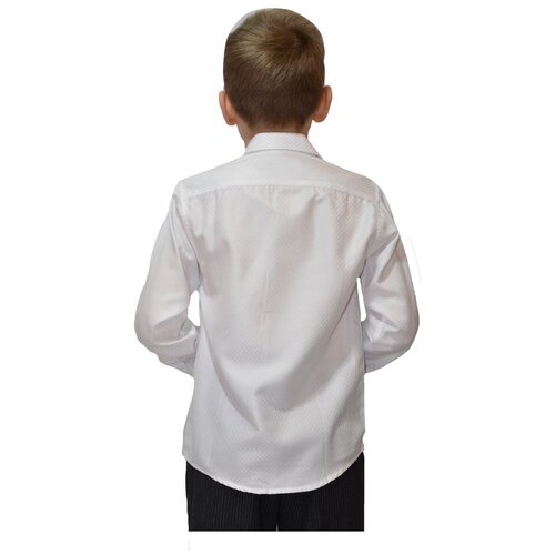 фото Рубашка школьная с длинным рукавом tugi арт.1304-5 белый запонки (158 см (13 лет))