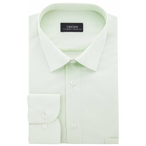 фото Рубашка мужская длинный рукав casino c410/15/566/z, полуприталенный силуэт / regular fit, цвет зеленый, рост 174-184, размер ворота 39