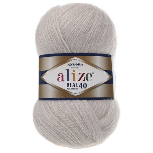 Пряжа Alize Angora Real 40 (Ангора Реал 40) - 1 моток цвет 599 слоновая кость 40% шерсть, 60% акрил 100г 480м