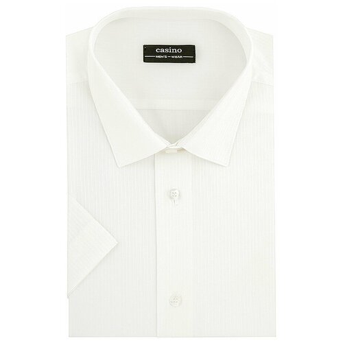 фото Рубашка мужская короткий рукав casino c111/057/182/z, полуприталенный силуэт / regular fit, цвет белый, рост 174-184, размер ворота 42