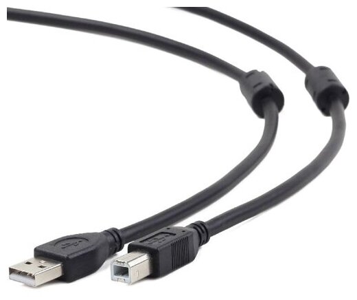 Кабель USB2.0 Am-Bm Cablexpert CCF2-USB2-AMBM-10 Pro, экран, 2 феррита - 3 метра, чёрный