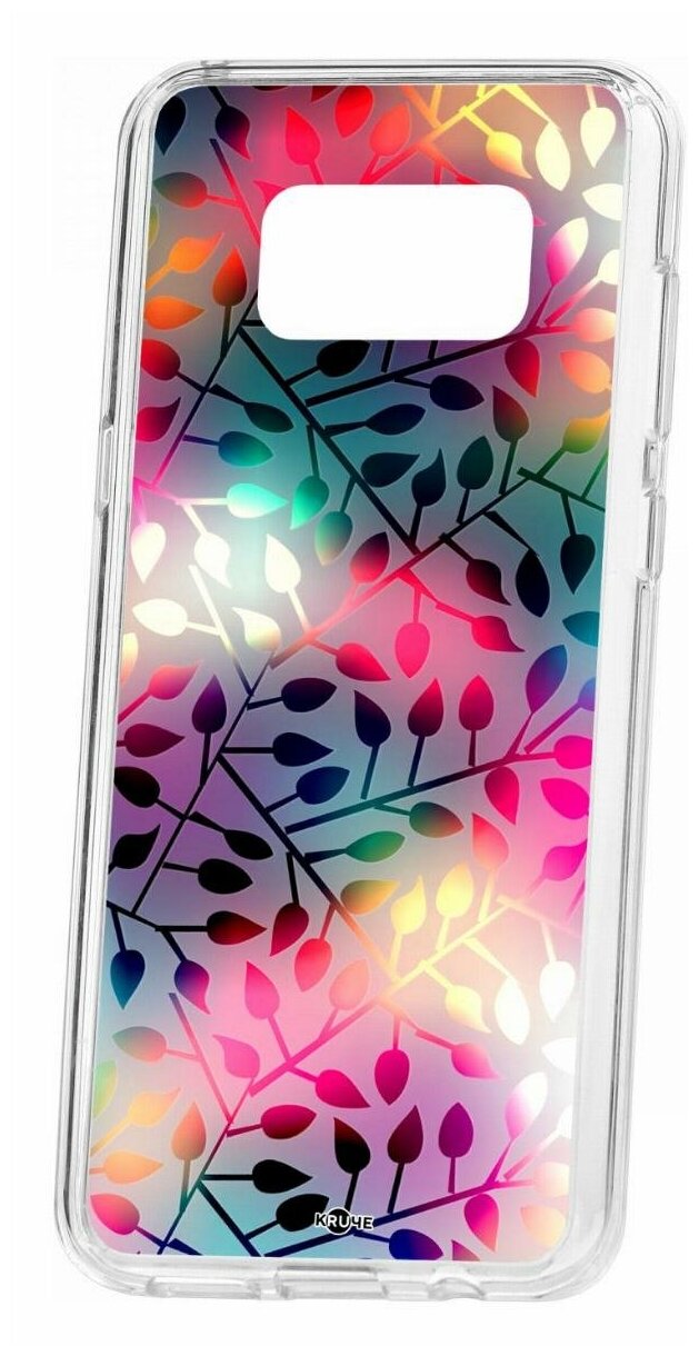 Чехол для Samsung Galaxy S8 Plus Kruche Print Цветные листья, пластиковая накладка, силиконовый бампер с защитой камеры, защитный прозрачный с рисунком