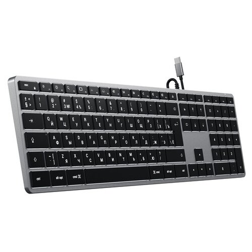 Клавиатура Satechi Slim W3 USB-C Wired Keyboard-RU, раскладка русская, цвет Серый космос клавиатура satechi st btsx1m ru