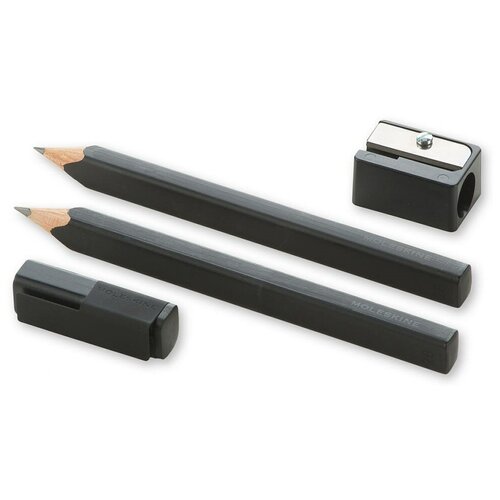 Набор карандашей чернографит. Moleskine Drawing SET Ew1psa (2 карандаша + точилка) 2B корпус черный