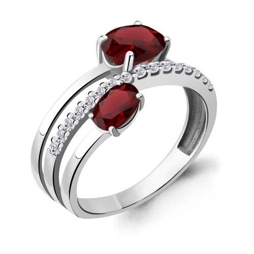 фото Серебряное кольцо aquamarine а6929003а с фианитом и гранатом diamant-online