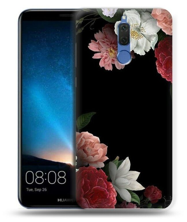 Дизайнерский силиконовый чехол для Хуавей Нова 2i/Мате 10 Лайт / Huawei Nova 2i Цветы