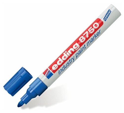 Маркер-краска лаковый (paint marker) EDDING "8750", синий, 2-4 мм, круглый наконечник, алюминиевый корпус, E-8750/3