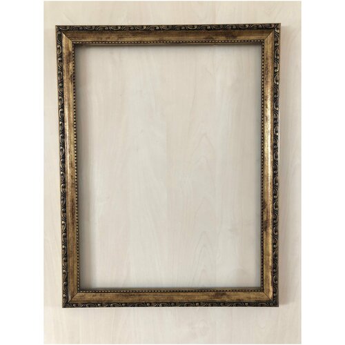 Рама для картин 25х35 см для подрамника из пластикового багета без стекла и картона цвет золото состаренное