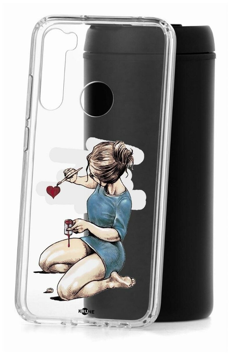 Чехол для Xiaomi Redmi Note 8 Kruche Print Рисуя любовь, противоударная пластиковая накладка с рисунком, силиконовый бампер с принтом и защитой камеры