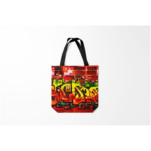 фото Сумка-шоппер / 40х40 см / неоновые принты / разные граффити burnettie