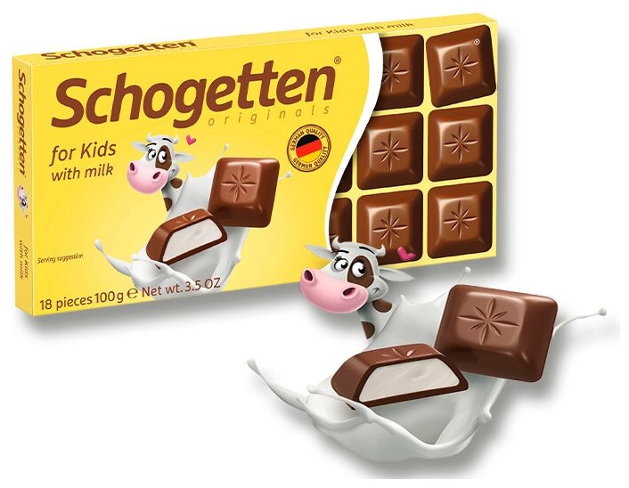 Шоколад Schogetten for Kids молочный с молочной начинкой порционный, 100 г - фотография № 11
