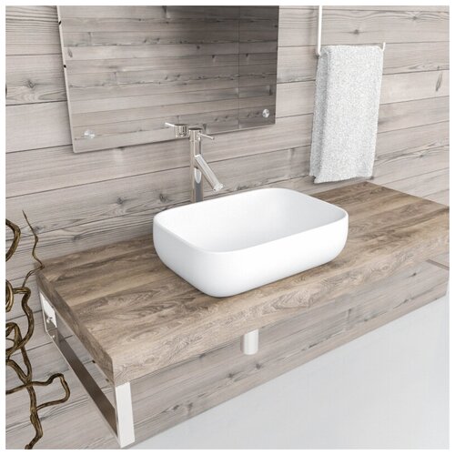 Раковина на столешницу Nilo2103 Mat bianco, размер 455x325x135 мм. Материал фарфор, цвет белый матовый, антигрязевое покрытие.