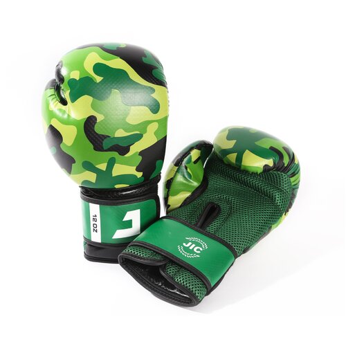 Перчатки боксерские JIC PU, зеленый камуфляж (12 унций)