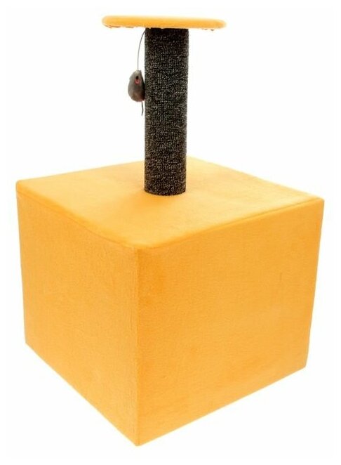 Когтеточка "Столбик" куб с площадкой 35х30х85 см микс цветов - фотография № 3