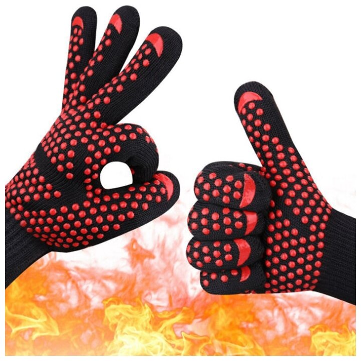 Изображение Огнеупорные (термостойкие) защитные перчатки для барбекю, гриля или жарки на мангале