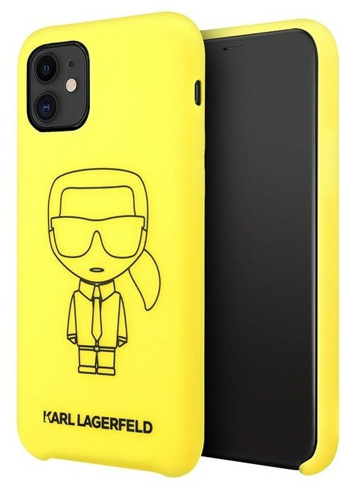 Чехол Karl Lagerfeld силиконовый для iPhone 11, ikonik outlines желтый/черный