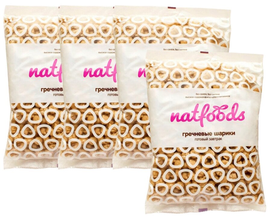 Гречневые шарики Natfoods без сахара 75 гр (4 шт. в наборе)