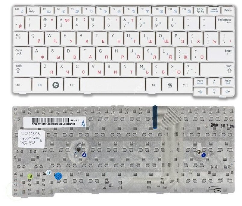 Клавиатура для ноутбука Samsung NF110 NP-NF110 BA59-02862C Белая