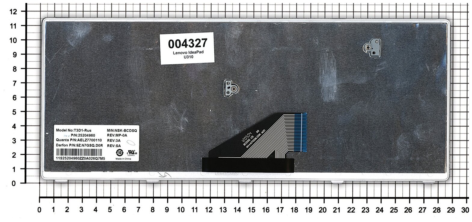 Клавиатура для ноутбука Lenovo 25-204980 черная с серебристой рамкой