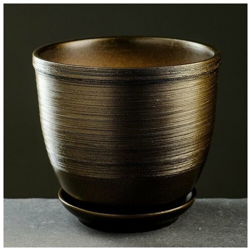 Горшок цветочный Черное золото с поддоном 18л 1110₽