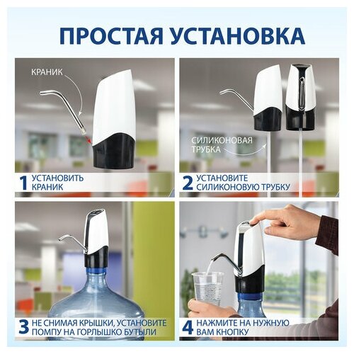 Помпа для воды электрическая SONNEN EWD152W, комплект 5 шт., 1.5 л/мин, 2 режима, аккумулятор, адаптер, пластик, 455217 - фотография № 6