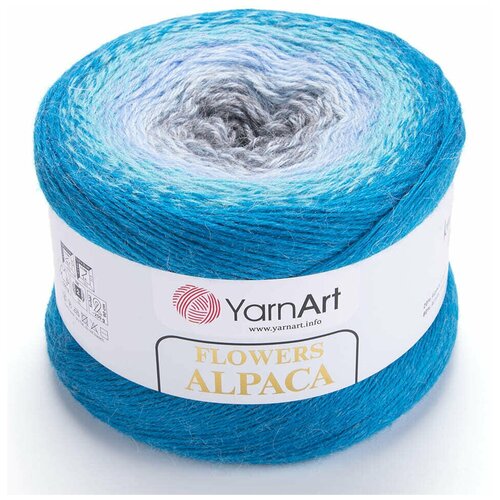 Пряжа YarnArt Flowers Alpaca (ЯрнАрт Фловерс Альпака) 1 моток цвет 429 Темно-синий, Синий, Голубой, Белый, Серый, 20% альпака, 80% акрил, 250г, 940м