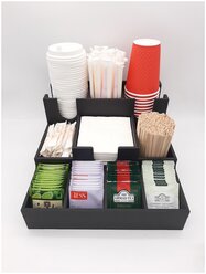 Барный органайзер для стаканчиков, крышек / диспенсер для подачи расходников в зонах самообслуживания / Органайзер под чай и сахар