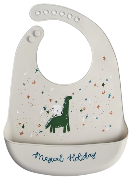 Mum&Baby Нагрудник для кормления «Динозаврик» силиконовый с карманом, цвет серый