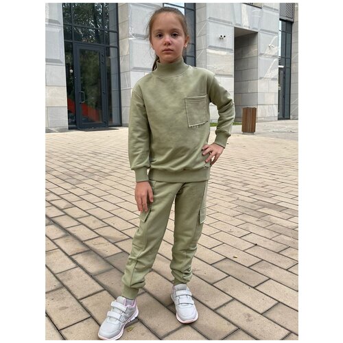 фото Комплект одежды reversal, толстовка и брюки, повседневный стиль, размер 128, коричневый