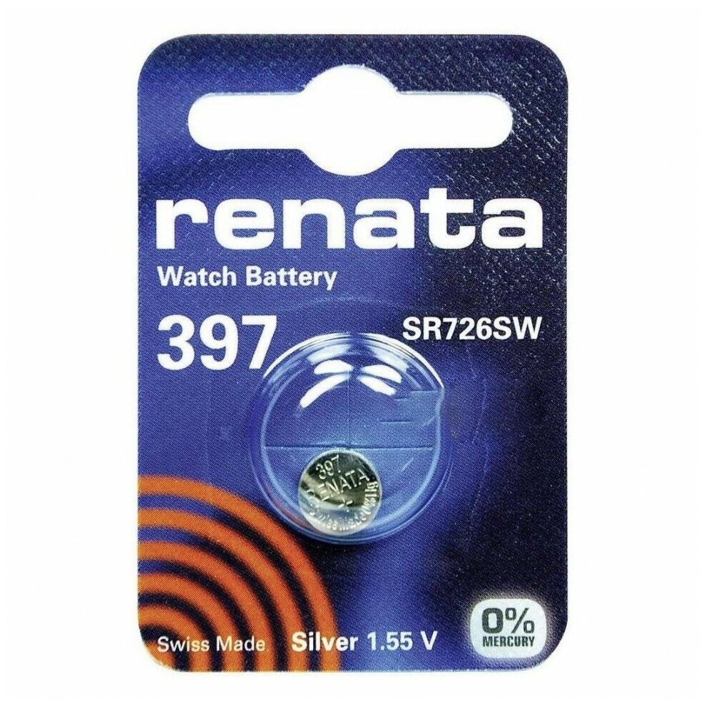 Дисковый элемент питания Renata 397 1.55V (SR726SW) , 1шт.