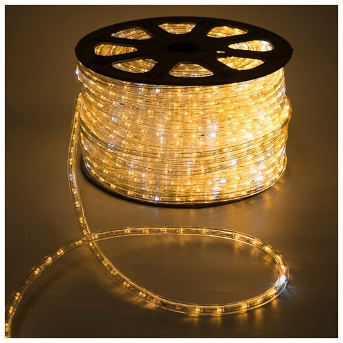 LED шнур 13 мм, круг, 100 м, кажд.6 мерц, 2W-LED/м-36-220V. + н-р д/подкл, Т/белый./В упаковке шт: 1