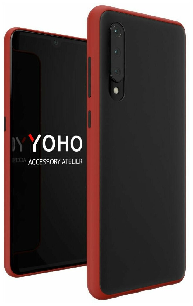 YOHO Чехол защитный - противоударный, матовый, для телефона Huawei Nova 4e. Красный - черный YCHPMHN4ERB