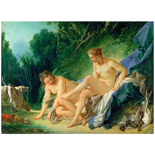 Фотообои Уютная стена Франсуа Буше - Диана после купания 370х270 см Бесшовные Премиум единым полотном 18880₽