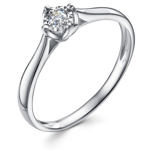 Кольцо с бриллиантом 0.055 карат из белого золота 85335 VESNA jewelry, размер 17.5