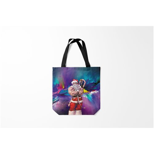 фото Сумка-шоппер / 40х40 см / праздники / новый год крутой дед burnettie