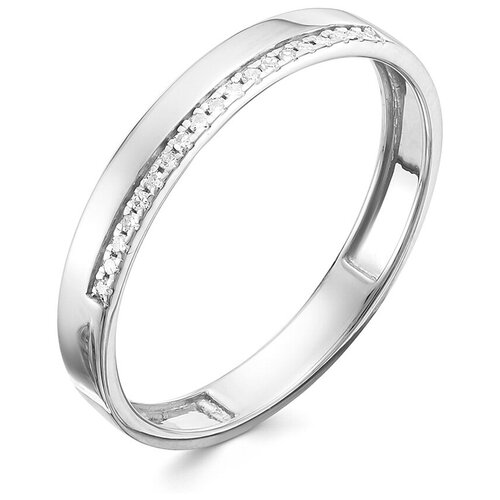 обручальное кольцо из белого золота 110201 19 Кольцо обручальное Vesna jewelry, белое золото, 585 проба, родирование, бриллиант, размер 18, бесцветный