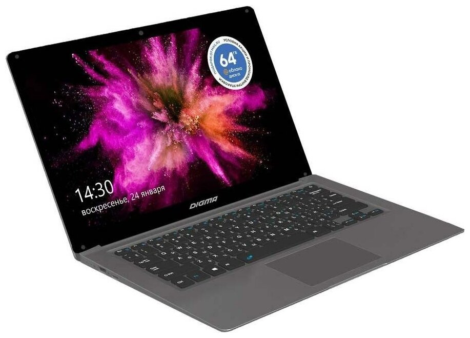 Ноутбук Digma EVE 14 C420 Celeron N4020 4Gb SSD128Gb Intel UHD Graphics 600 139 TN HD 1366x768 Windows 10 Home Single Language 64 dkgrey WiF