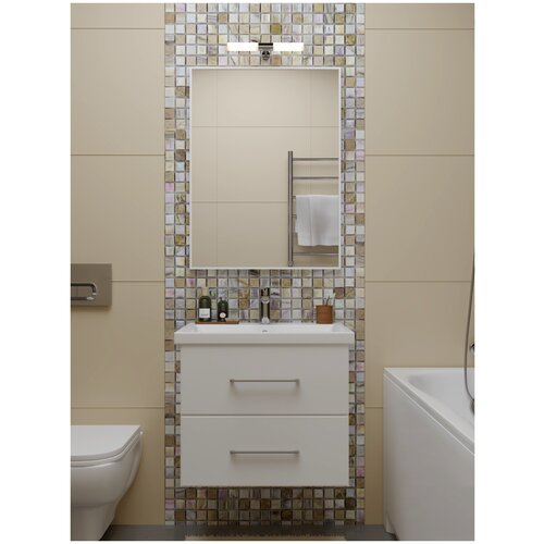 Зеркало настенное в ванну, Зеркало декоративное 60х43.5 см, цвет рамы - белый, TODA ALMA