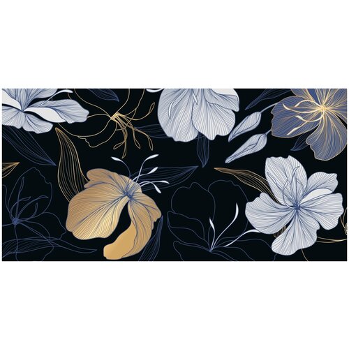 Фотообои Уютная стена Арт цветы на темном фоне 540х270 см Виниловые Бесшовные (единым полотном)