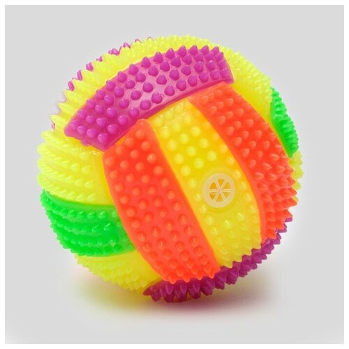 Мяч для собак светящийся с пищалкой Водное поло, TPR, 7 см, микс цветов