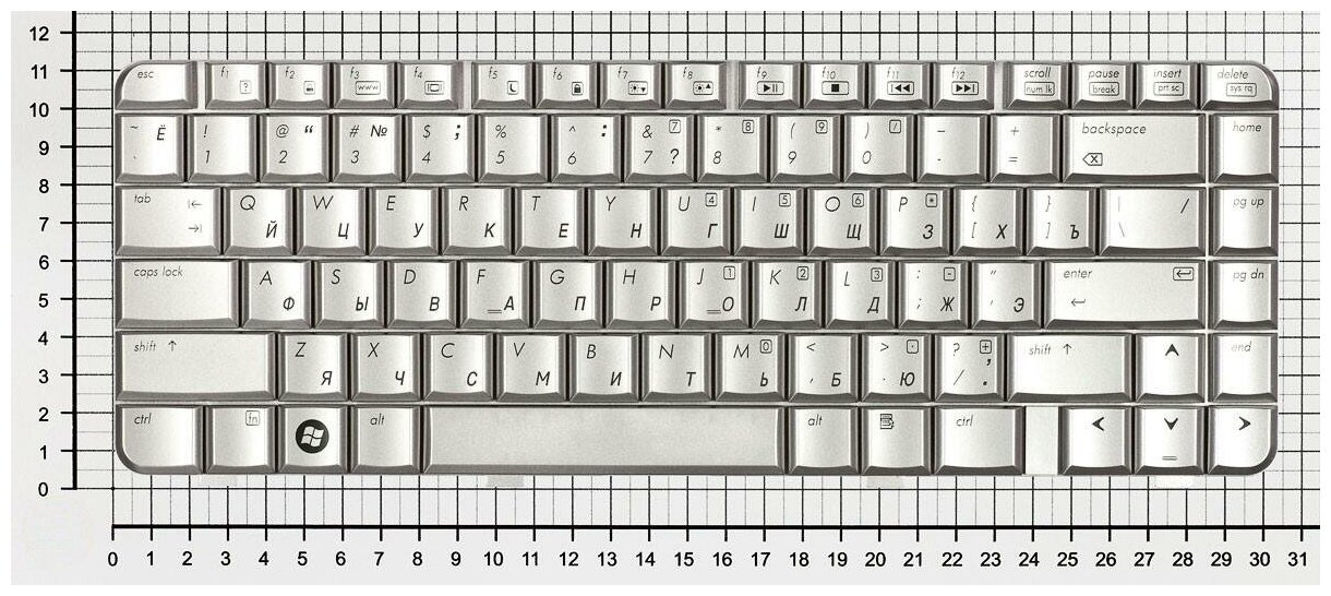 Клавиатура для ноутбука HP Pavilion dv3520er русская серебристая