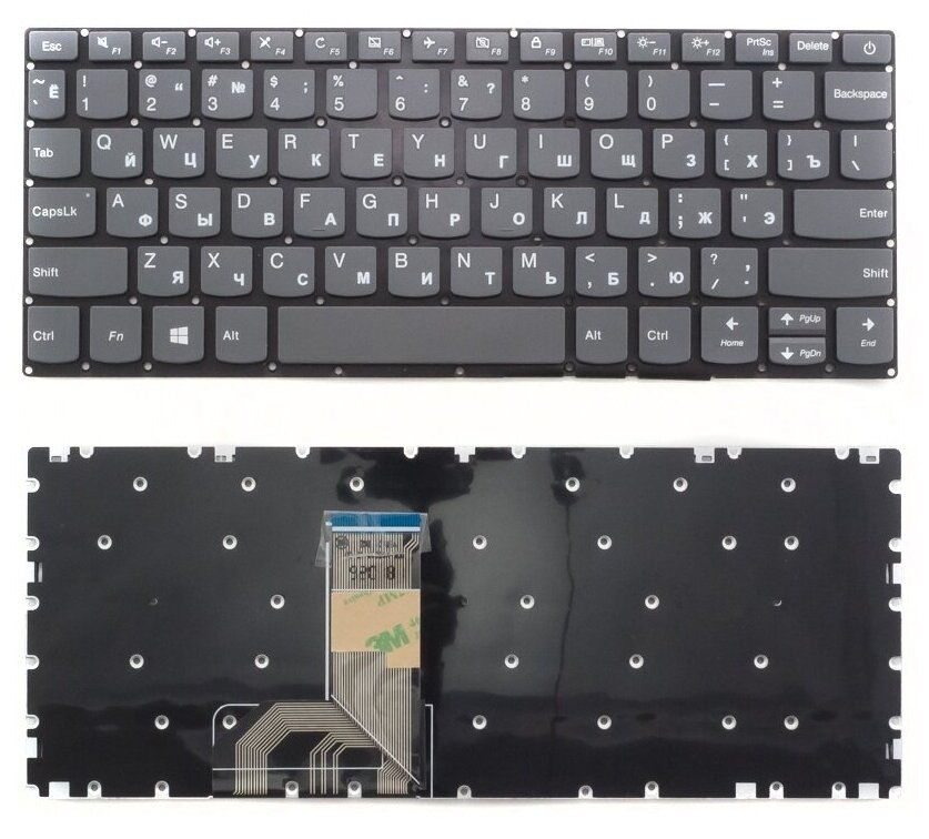 Клавиатура для ноутбука Lenovo PC1CP-RU Русская серая без рамки 1440₽